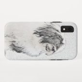 Bearded Collie Drawing - Cute Original Dog Art Case-Mate iPhone Case (Achterkant (horizontaal))