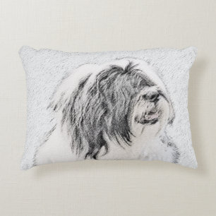 Bearded Collie Drawing - Cute Original Dog Art Decoratief Kussen