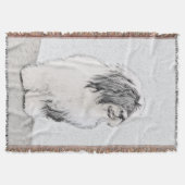 Bearded Collie Drawing - Cute Original Dog Art Deken (Voorkant)