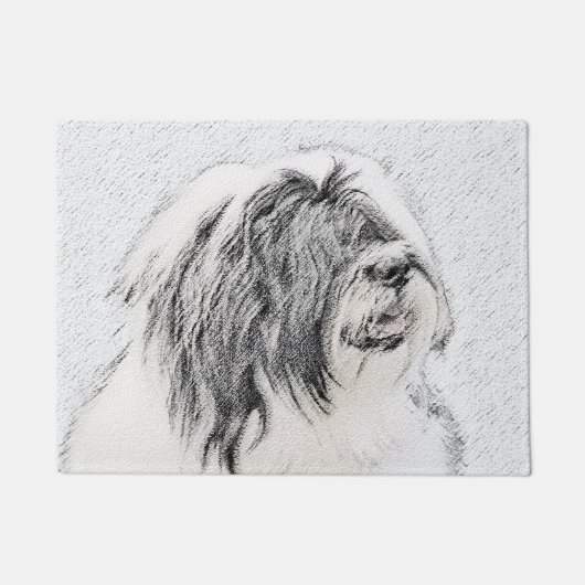 Bearded Collie Drawing - Cute Original Dog Art Deurmat (Voorkant)