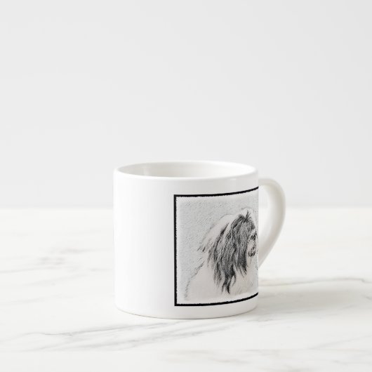 Bearded Collie Drawing - Cute Original Dog Art Espresso Kop (Voorkant rechts)