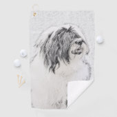 Bearded Collie Drawing - Cute Original Dog Art Golfhanddoek (Insitu)