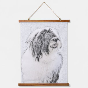 Bearded Collie Drawing - Cute Original Dog Art Hangend Wandkleed
