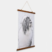 Bearded Collie Drawing - Cute Original Dog Art Hangend Wandkleed (Gebogen)