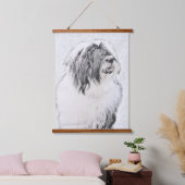 Bearded Collie Drawing - Cute Original Dog Art Hangend Wandkleed (Slaapkamer)