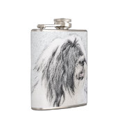 Bearded Collie Drawing - Cute Original Dog Art Heupfles (Rechts)