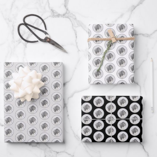 Bearded Collie Drawing - Cute Original Dog Art Inpakpapier Vel (Voorkant)