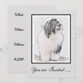 Bearded Collie Drawing - Cute Original Dog Art Kaart (Voorkant / Achterkant)