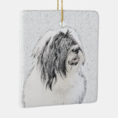 Bearded Collie Drawing - Cute Original Dog Art Keramisch Ornament (Rechts)