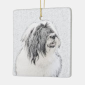 Bearded Collie Drawing - Cute Original Dog Art Keramisch Ornament (Links)