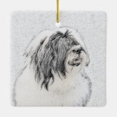 Bearded Collie Drawing - Cute Original Dog Art Keramisch Ornament (Achterkant)