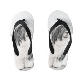 Bearded Collie Drawing - Cute Original Dog Art Kinder Teenslippers (Voetbed)
