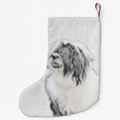 Bearded Collie Drawing - Cute Original Dog Art Kleine Kerstsok (Achterkant)