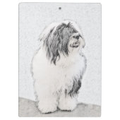 Bearded Collie Drawing - Cute Original Dog Art Klembord (Achterkant)