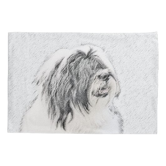 Bearded Collie Drawing - Cute Original Dog Art Kussensloop (Achterkant)