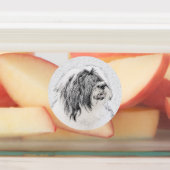 Bearded Collie Drawing - Cute Original Dog Art Labels (Aangebracht)