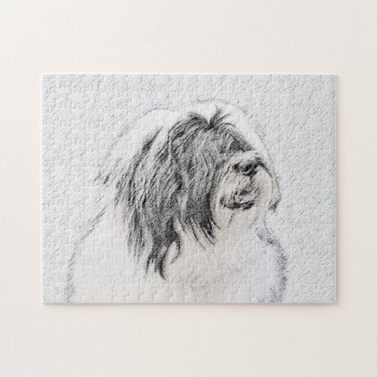 Bearded Collie Drawing - Cute Original Dog Art Legpuzzel (Horizontaal)