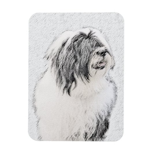 Bearded Collie Drawing - Cute Original Dog Art Magneet (Verticaal)