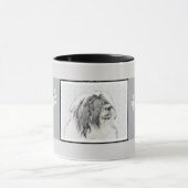 Bearded Collie Drawing - Cute Original Dog Art Mok (Midden)