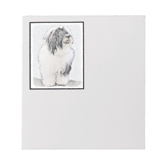 Bearded Collie Drawing - Cute Original Dog Art Notitieblok (Voorkant)