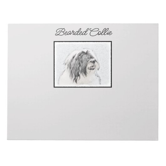 Bearded Collie Drawing - Cute Original Dog Art Notitieblok (Voorkant)