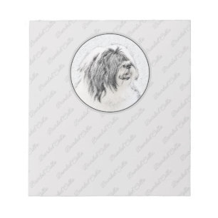 Bearded Collie Drawing - Cute Original Dog Art Notitieblok