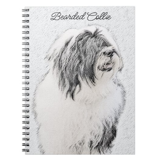 Bearded Collie Drawing - Cute Original Dog Art Notitieboek (Voorkant)