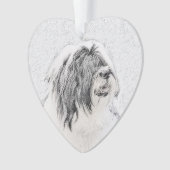 Bearded Collie Drawing - Cute Original Dog Art Ornament (voorkant)