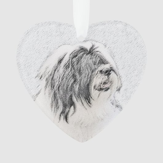Bearded Collie Drawing - Cute Original Dog Art Ornament (voorkant)