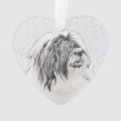 Bearded Collie Drawing - Cute Original Dog Art Ornament (achterkant)