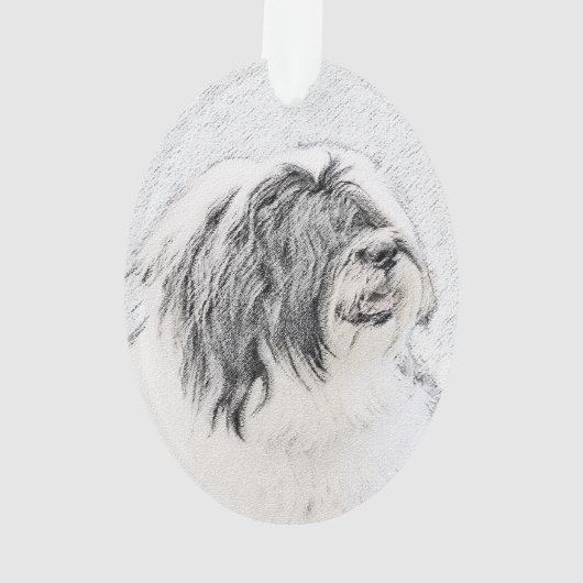 Bearded Collie Drawing - Cute Original Dog Art Ornament (achterkant)