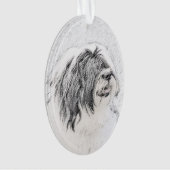 Bearded Collie Drawing - Cute Original Dog Art Ornament (voorkant)