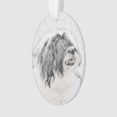 Bearded Collie Drawing - Cute Original Dog Art Ornament (voorkant)