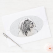 Bearded Collie Drawing - Cute Original Dog Art Ovale Sticker (Envelop)