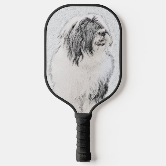 Bearded Collie Drawing - Cute Original Dog Art Pickleball Paddle (Voorkant)