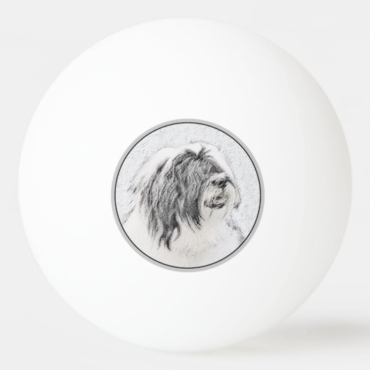 Bearded Collie Drawing - Cute Original Dog Art Pingpongbal (Voorkant)