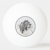 Bearded Collie Drawing - Cute Original Dog Art Pingpongbal (Achterkant)