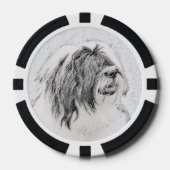 Bearded Collie Drawing - Cute Original Dog Art Poker Chips (Voorkant)