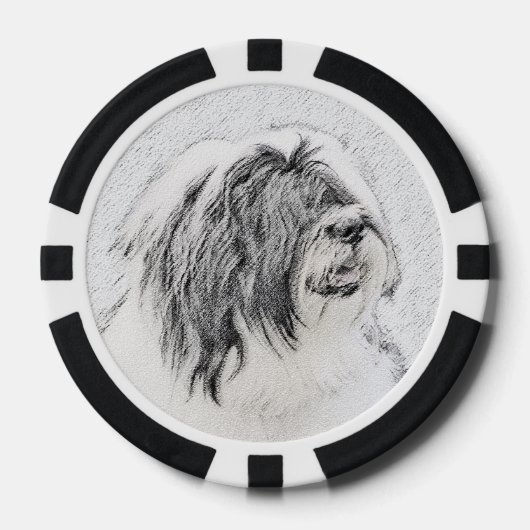 Bearded Collie Drawing - Cute Original Dog Art Poker Chips (Voorkant)