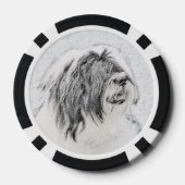 Bearded Collie Drawing - Cute Original Dog Art Poker Chips (Achterkant)
