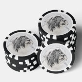 Bearded Collie Drawing - Cute Original Dog Art Poker Chips (Opstapeling)