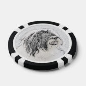 Bearded Collie Drawing - Cute Original Dog Art Poker Chips (Enkel)