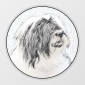 Bearded Collie Drawing - Cute Original Dog Art Raamsticker (Vel)
