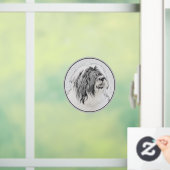 Bearded Collie Drawing - Cute Original Dog Art Raamsticker (Huis)