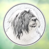 Bearded Collie Drawing - Cute Original Dog Art Raamsticker (Vel 3)