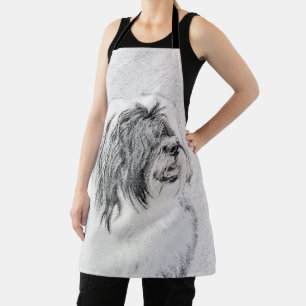 Bearded Collie Drawing - Cute Original Dog Art Schort