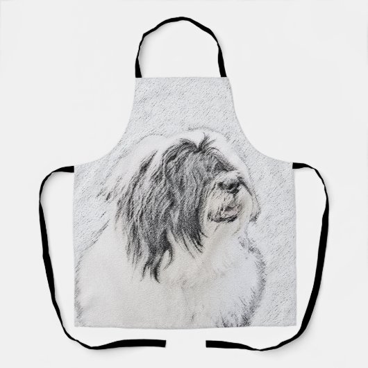 Bearded Collie Drawing - Cute Original Dog Art Schort (Voorkant)