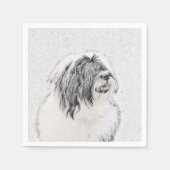 Bearded Collie Drawing - Cute Original Dog Art Servetten (Voorkant)
