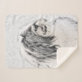 Bearded Collie Drawing - Cute Original Dog Art Sherpa Deken (Voorkant (horizontaal))