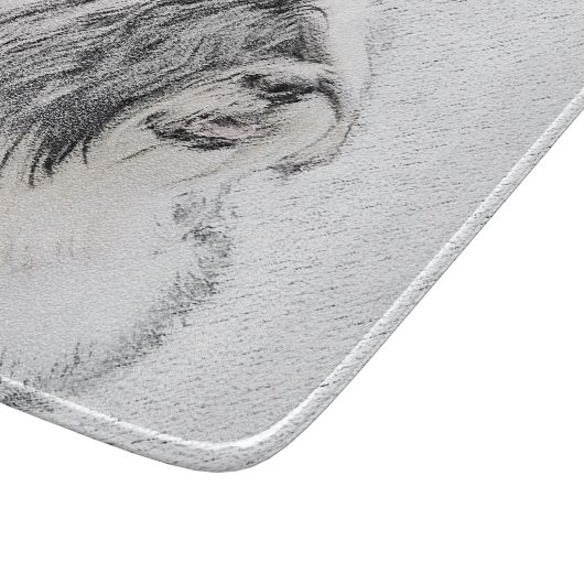 Bearded Collie Drawing - Cute Original Dog Art Snijplank (Hoek)